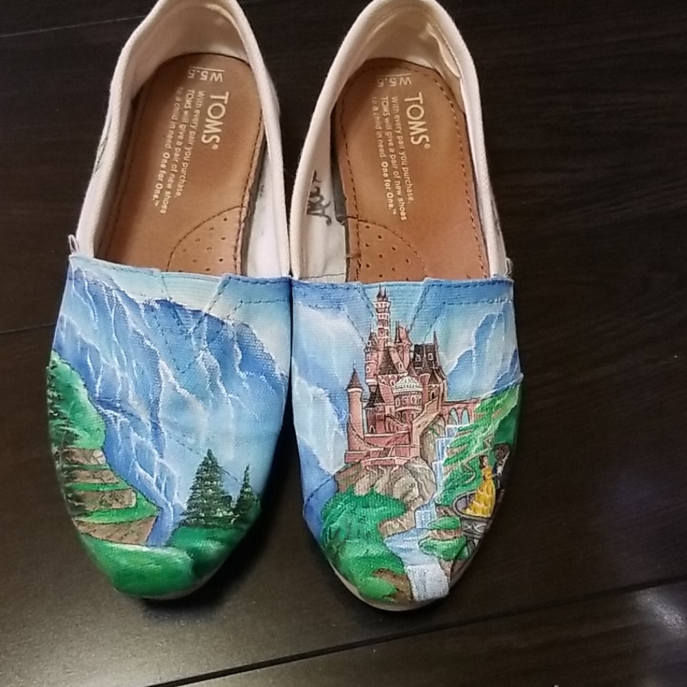 Beauty and the Beast painted TOMS size 5.5